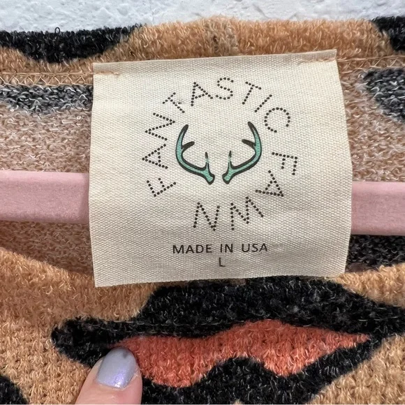Fantastic Fawn Animal Print Lightweight Boxy Sweater L Made in USA - Picture 2 of 7